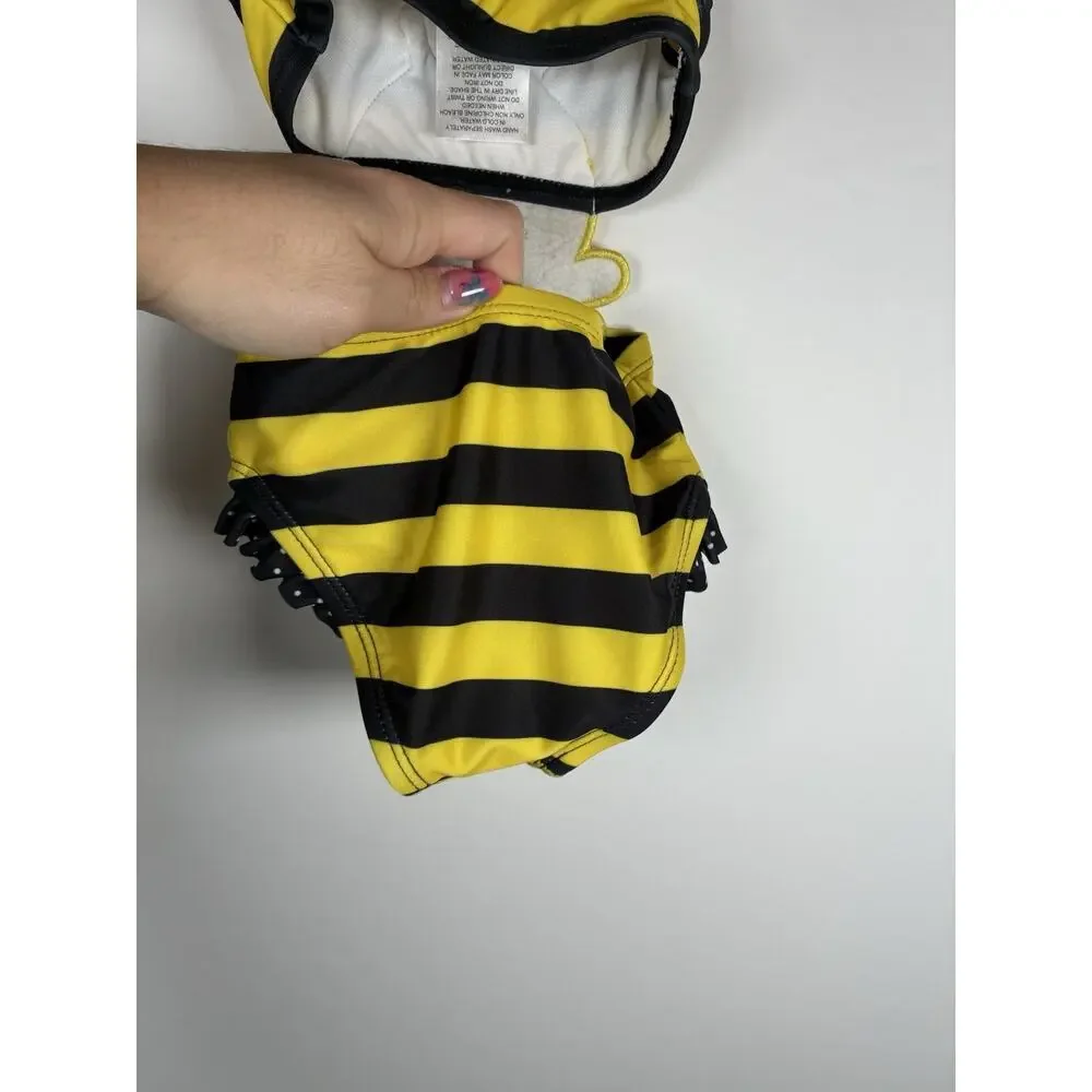 Wetsuit Club Baby Girl 6M Bumble Bee Swimsuit Bathing Suit Ruffle Cut Out Bee
